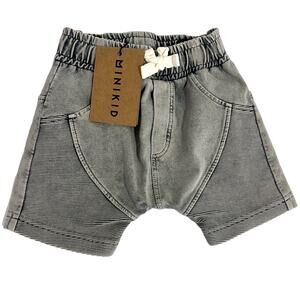 Minikid Gray Marmo Biker Paneled Shorts Size 2/3 New